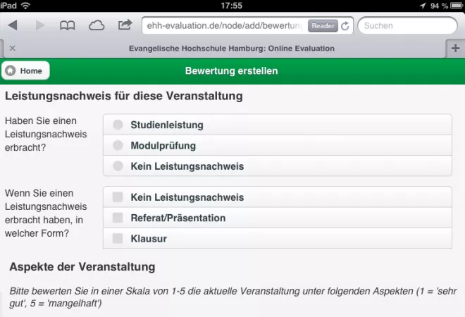 Web-App: Online-Evaluation von Seminaren 	