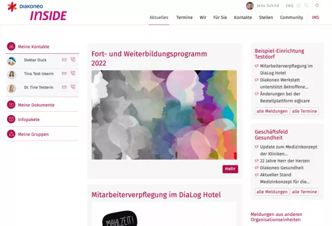 Screenshot Social Intranet Diakoneo Inside